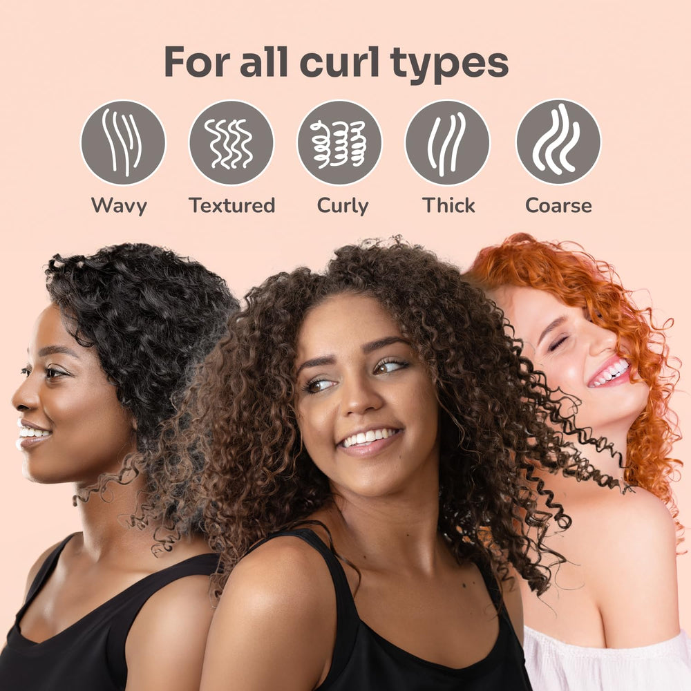 Go Green Curl Detangler bends with curls to prevent tugging and snagging.