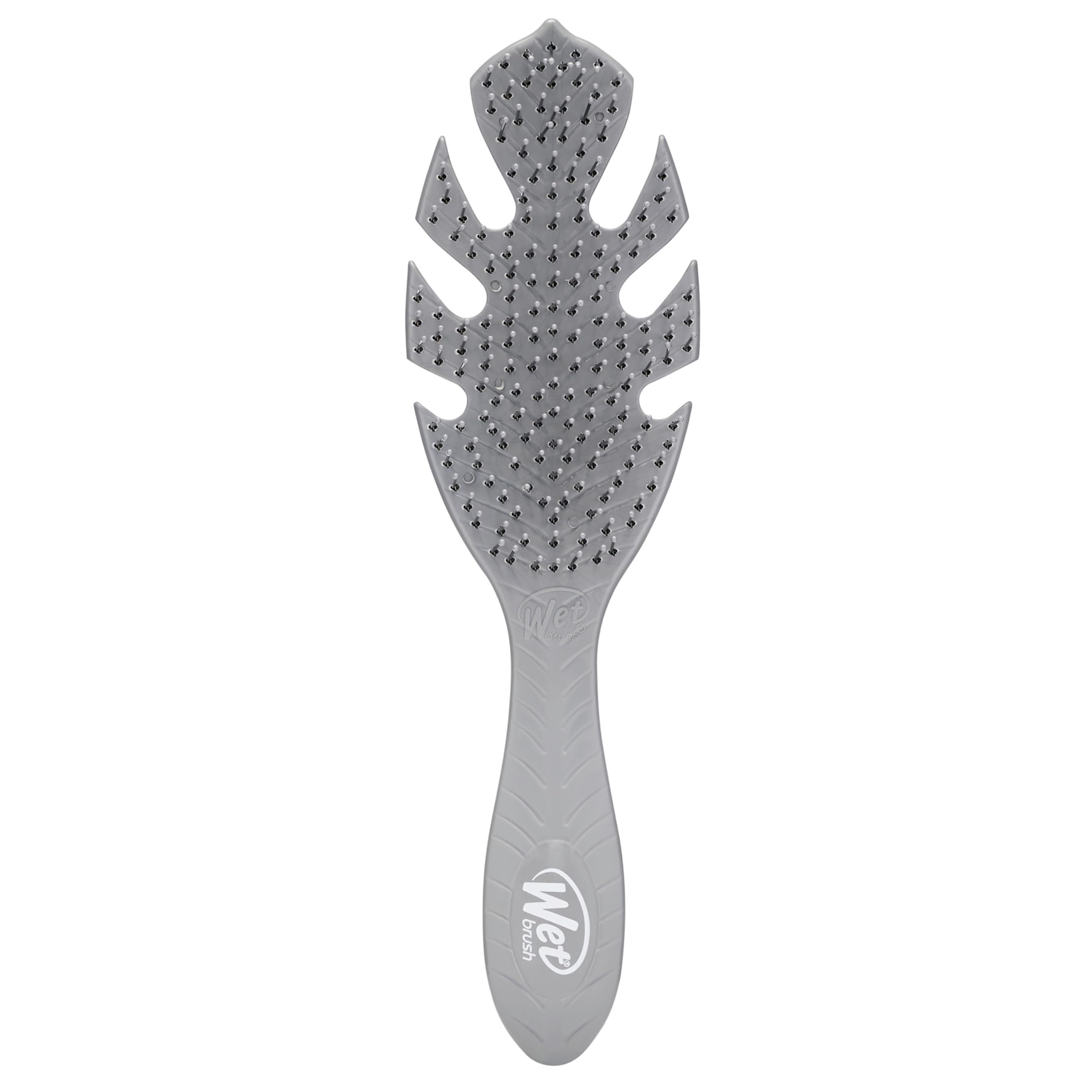 Wet Brush Go Green Detangler front view, grey brush for gentle detangling.