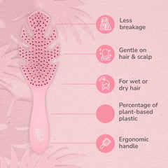 Pink Wet Brush Go Green bristles minimize tugging for comfortable brushing