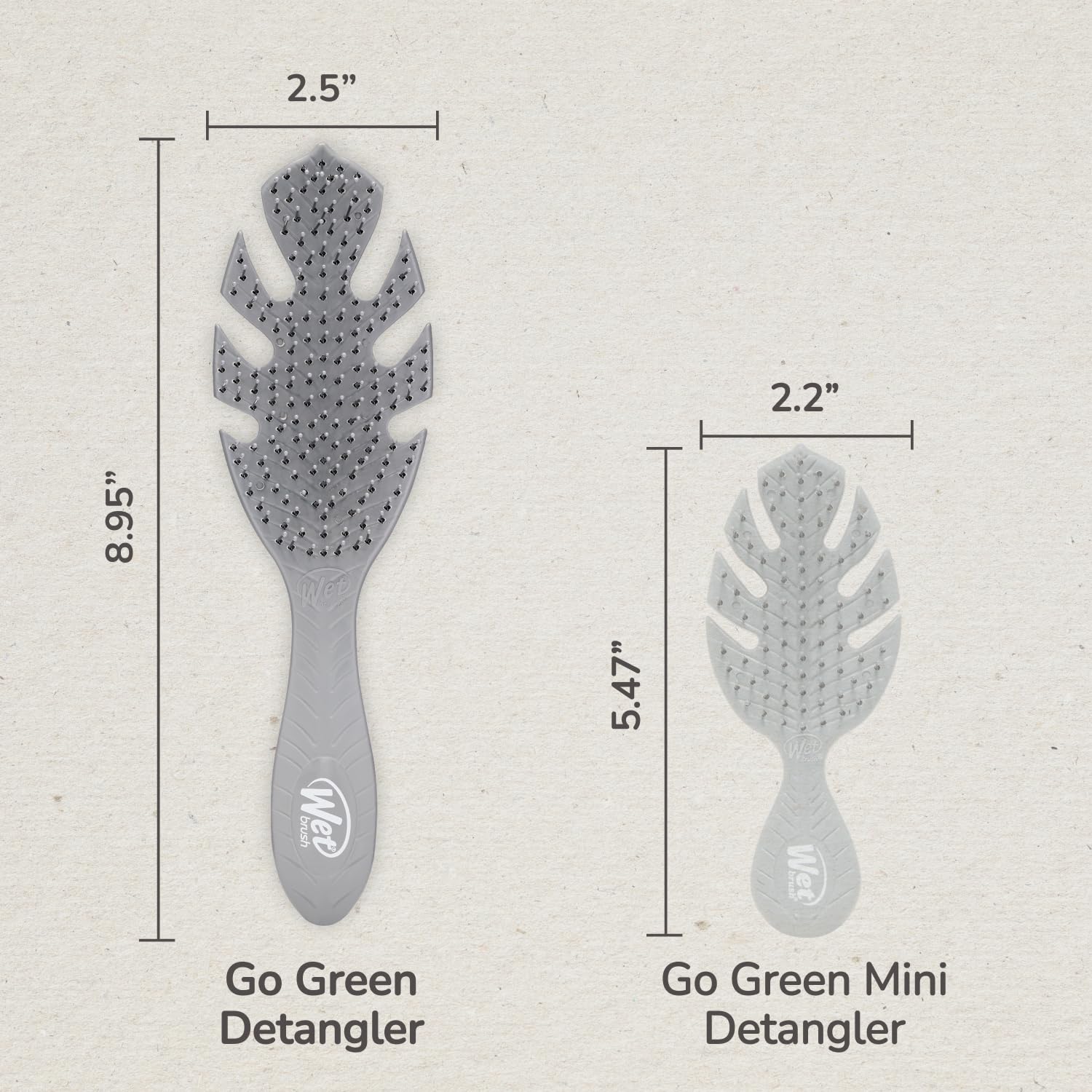 Wet Brush Go Green Detangler plant-based plastic badge on packaging.