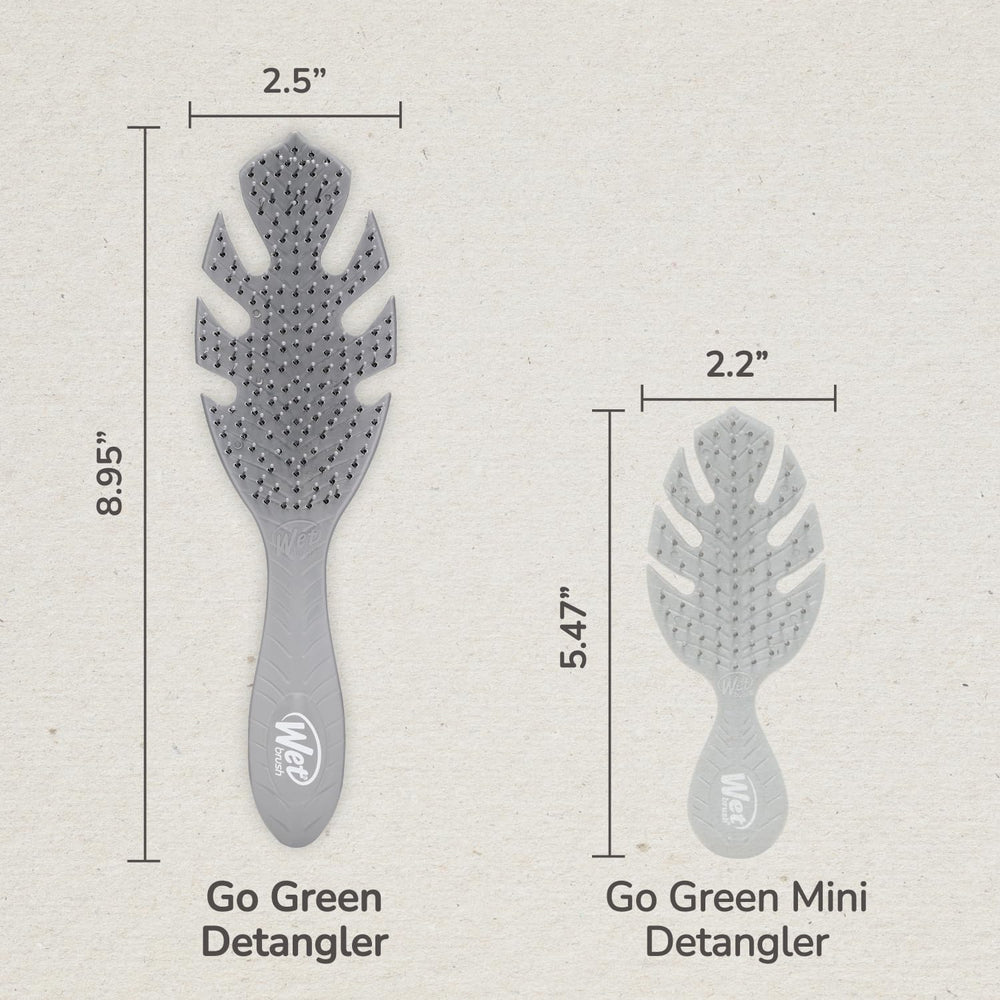 Wet Brush Go Green Detangler plant-based plastic badge on packaging.