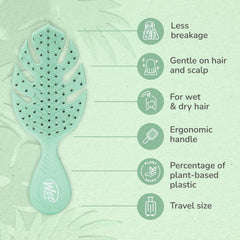 Wet Brush Go Green Mini Detangler handle closeup highlights comfortable grip during daily brushing