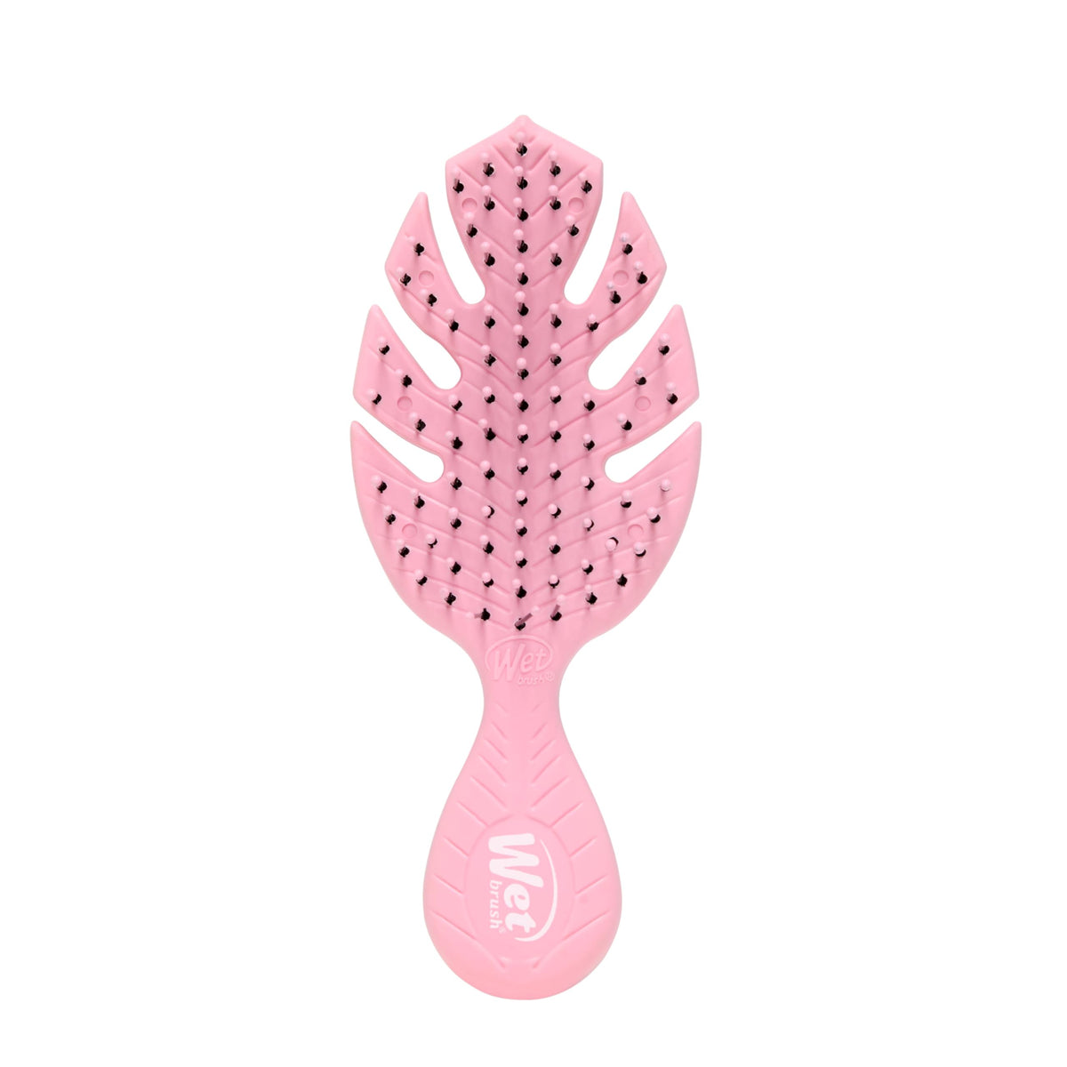 Wet Brush Go Green Mini Detangler Pink handle ready for quick on-the-go detangling