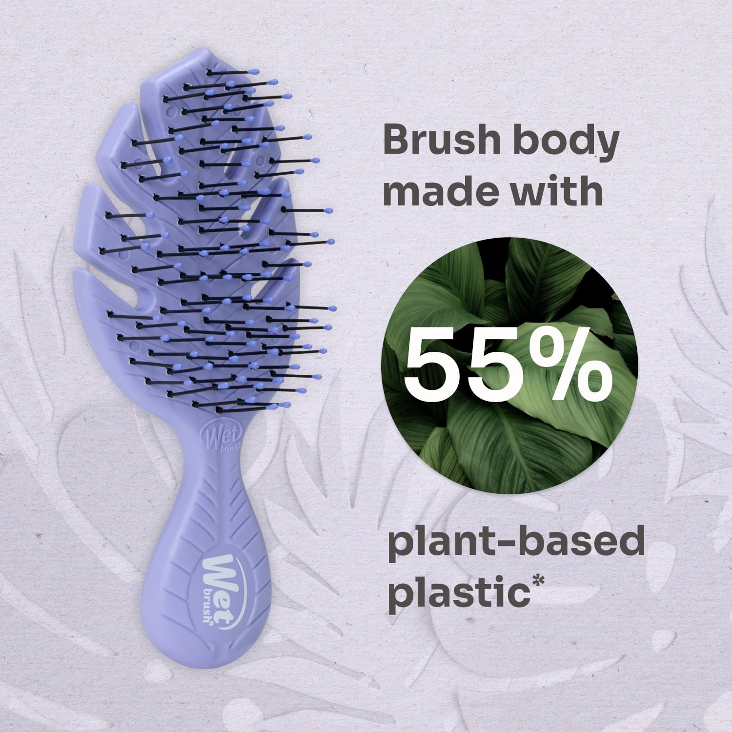 Purple detangler bristles flexibly glide through tangles with less resistance