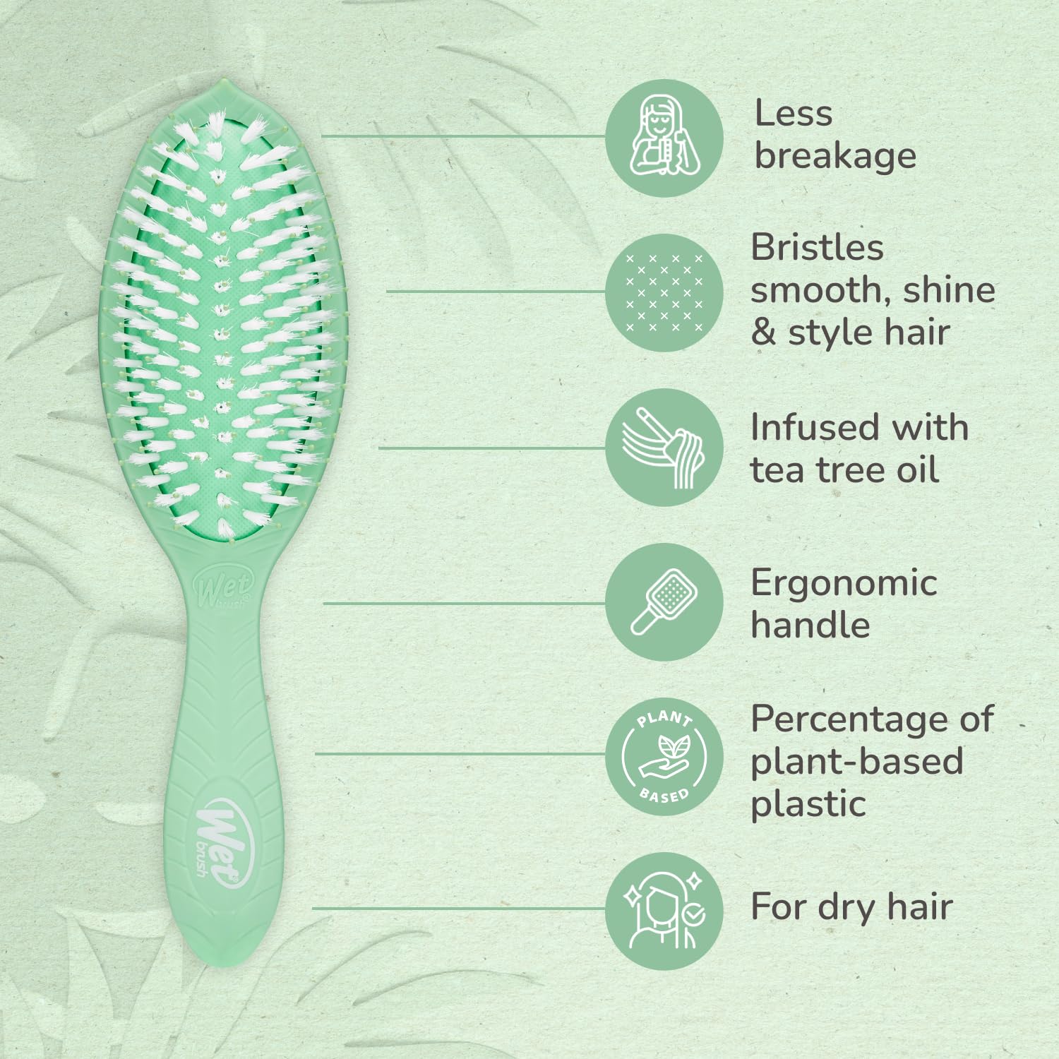 Wet Brush Go Green packaging front highlights eco-friendly design.