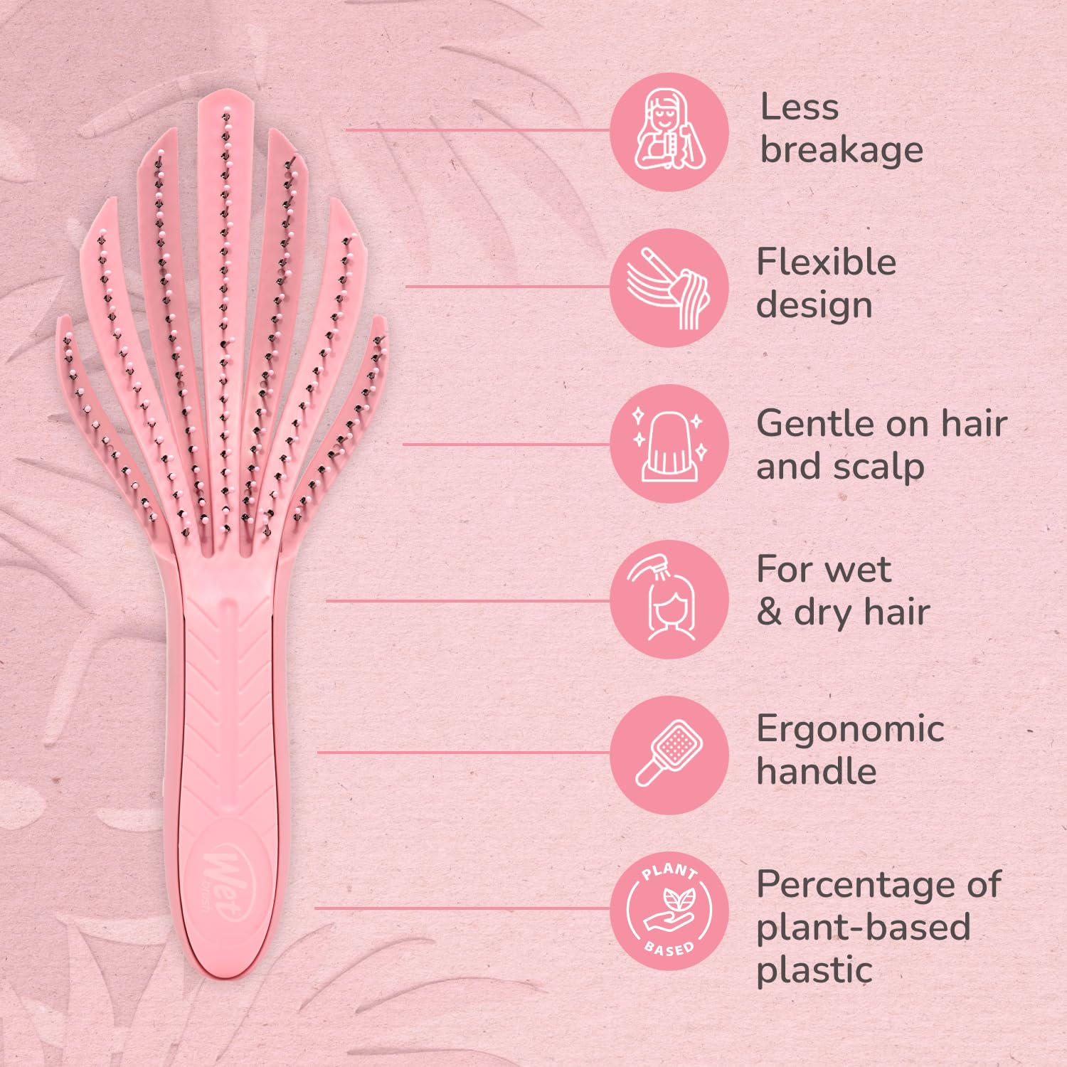 Go Green plant-based plastic body supports eco-friendly detangling daily.