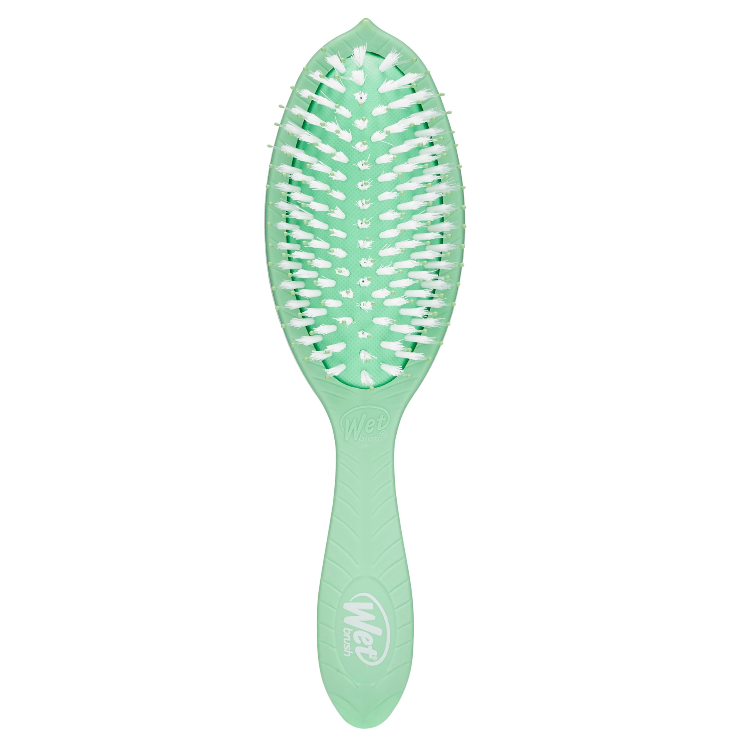Wet Brush Go Green tea tree oil bottle for refreshing styling.