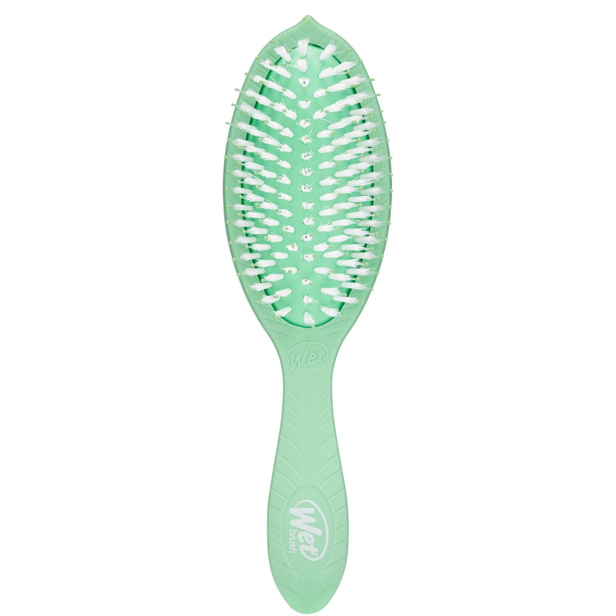 Wet Brush Go Green tea tree oil bottle for refreshing styling.