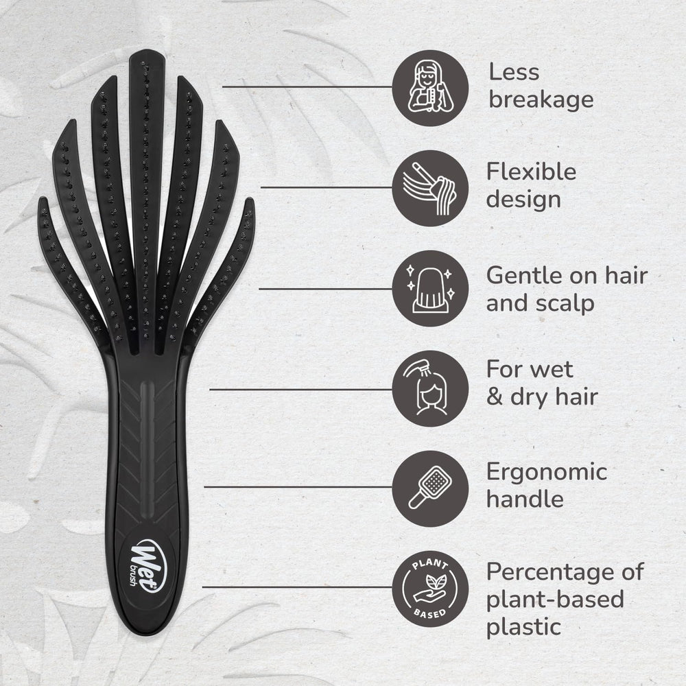 Go Green detangler works on wet or dry hair for versatility.