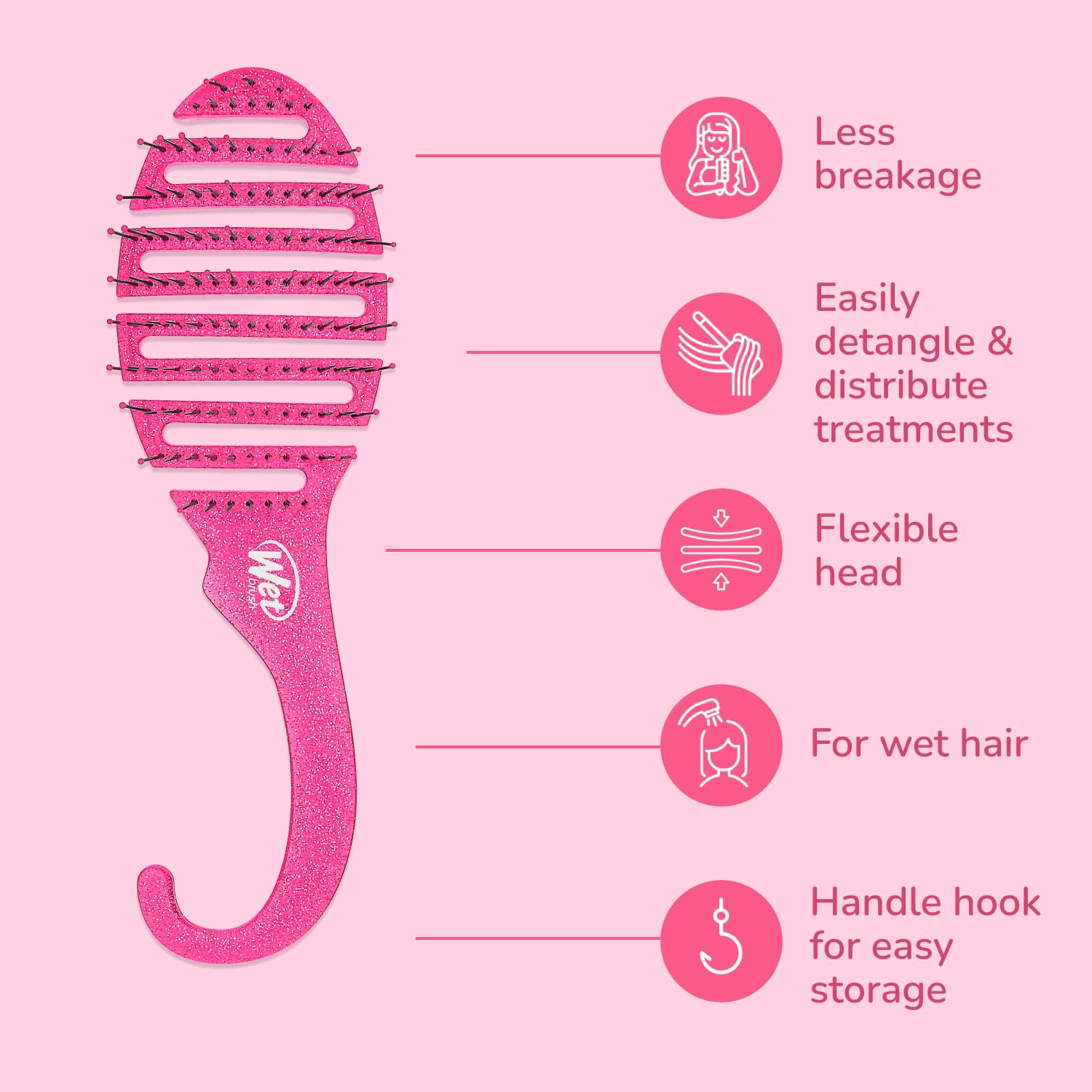 Wet Brush in use on wet hair detangling without snagging.