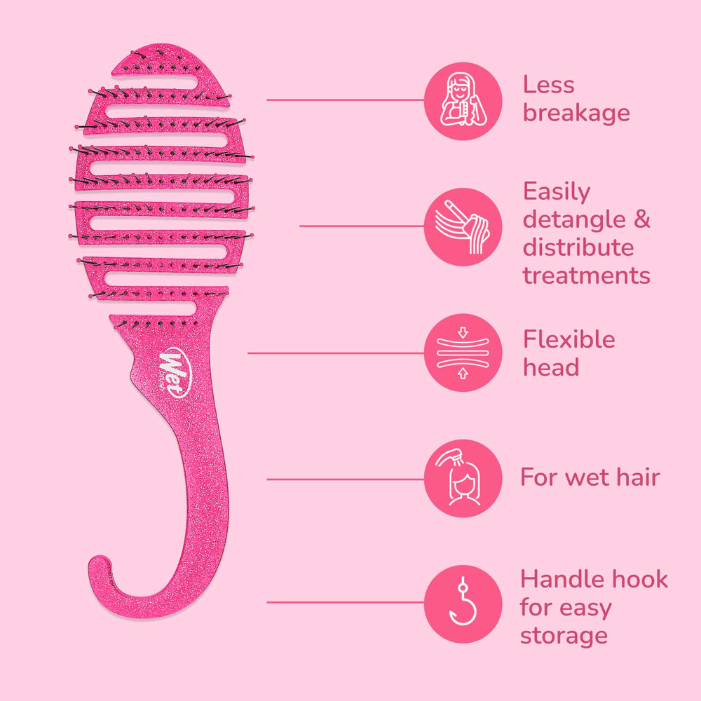 Wet Brush in use on wet hair detangling without snagging.