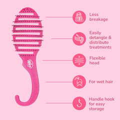 Wet Brush in use on wet hair detangling without snagging.