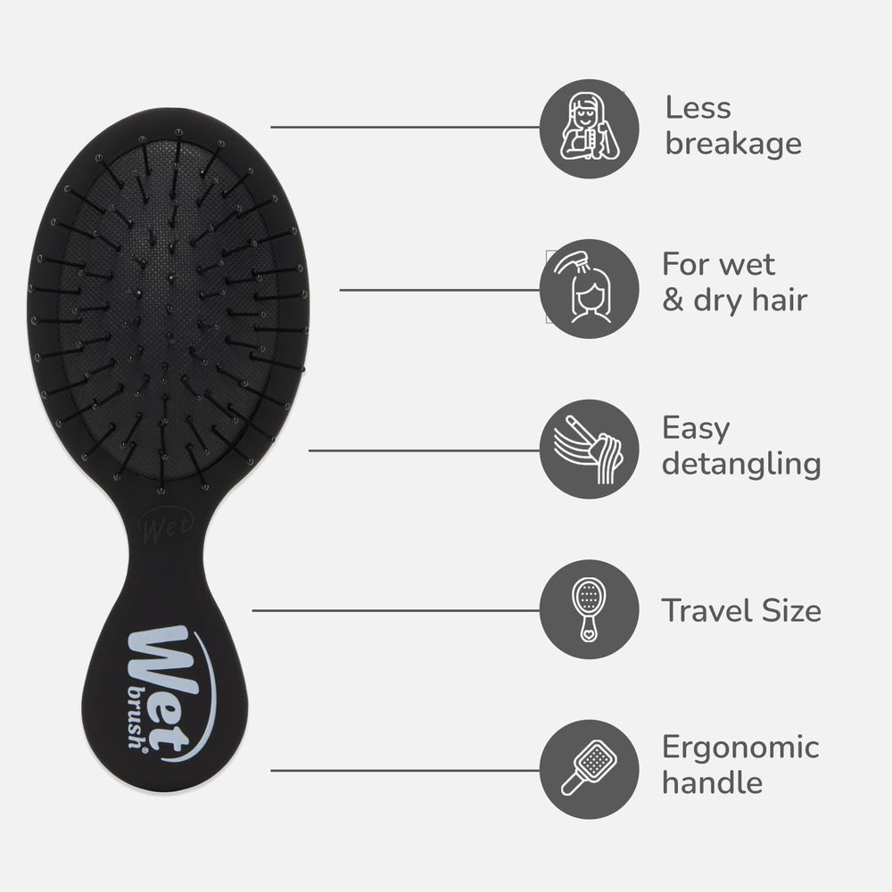 Wet Brush Mini Detangler on wet hair illustrating gentle detangling