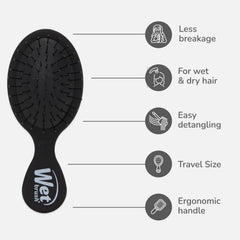 Wet Brush Mini Detangler on wet hair illustrating gentle detangling