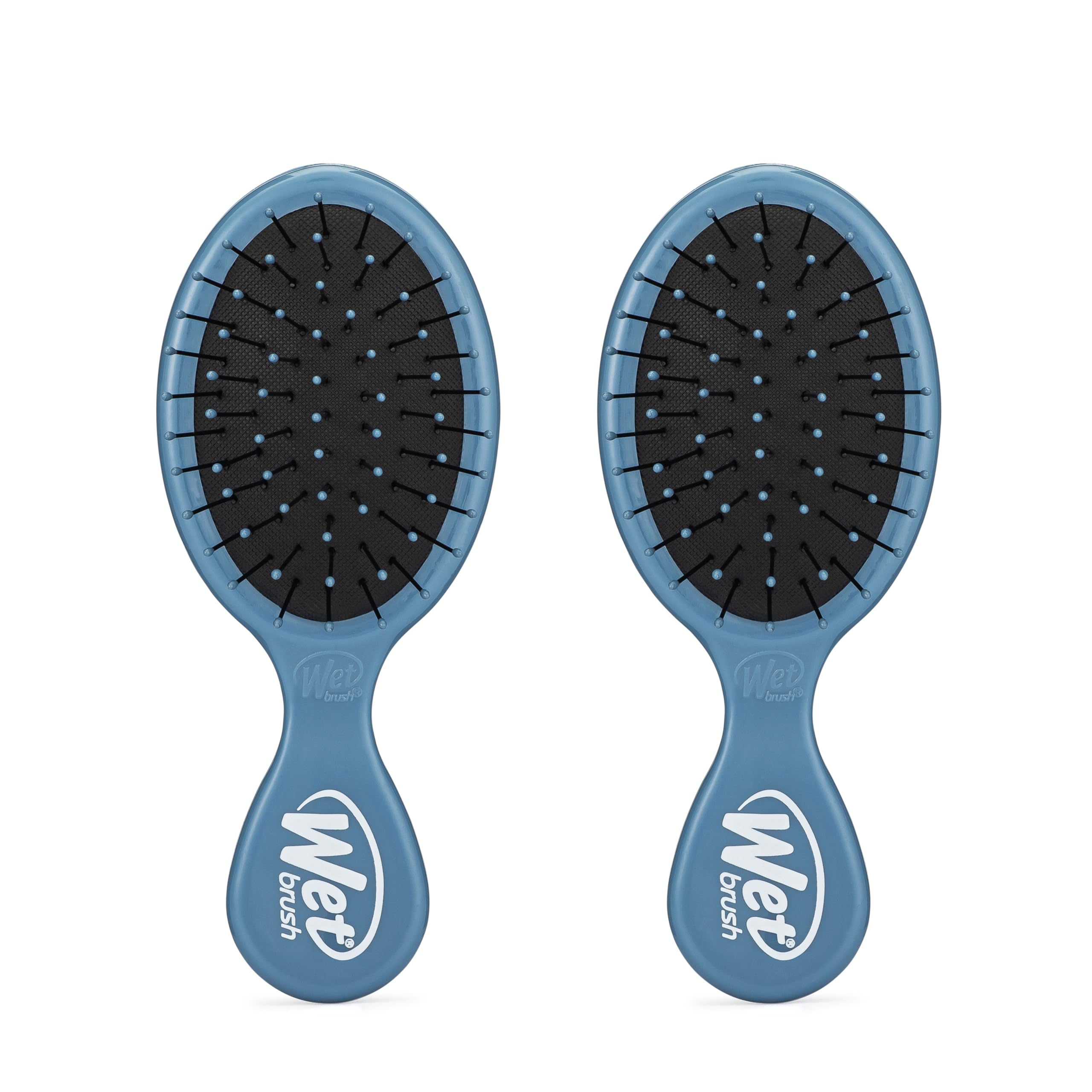 Wet Brush Mini Detangler blue 2-pack handles for easy on-the-go detangling.