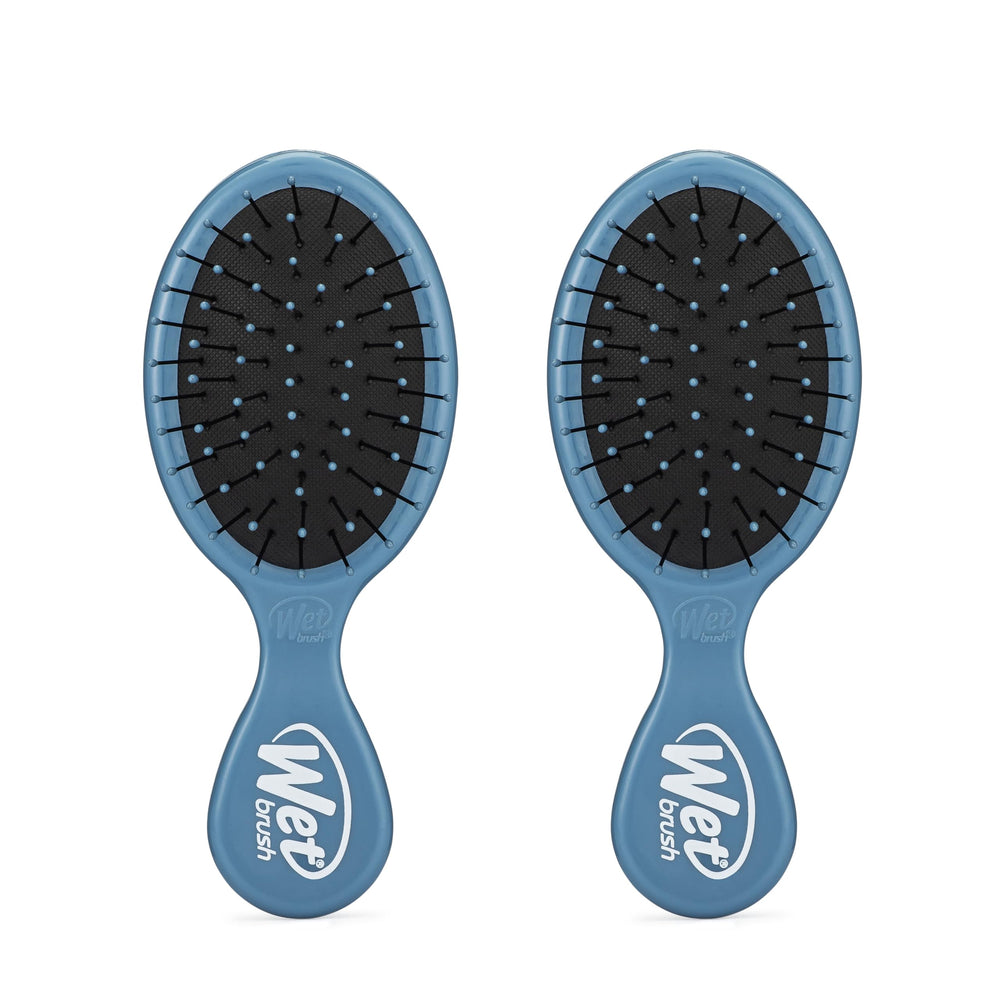 Wet Brush Mini Detangler blue 2-pack handles for easy on-the-go detangling.