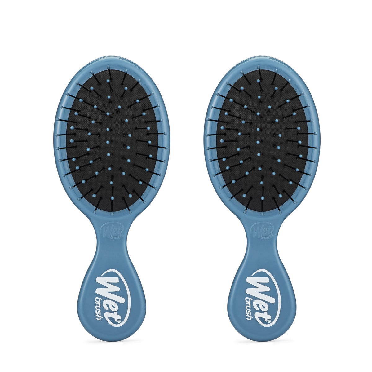 Wet Brush Mini Detangler blue 2-pack handles for easy on-the-go detangling.