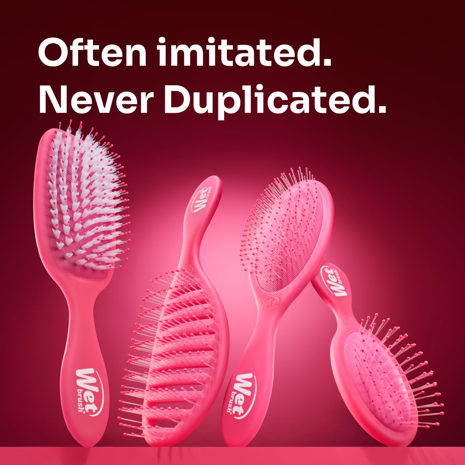 Wet Brush Mini Detangler suitable for all hair types shown in use.