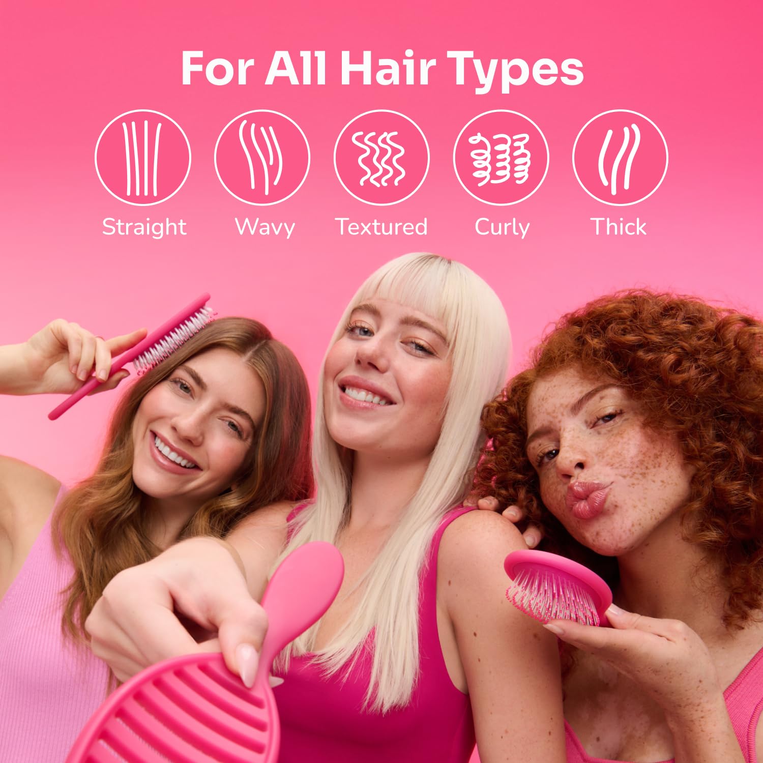 Wet Brush Mini Detangler bristles flexing to glide through knots softly.