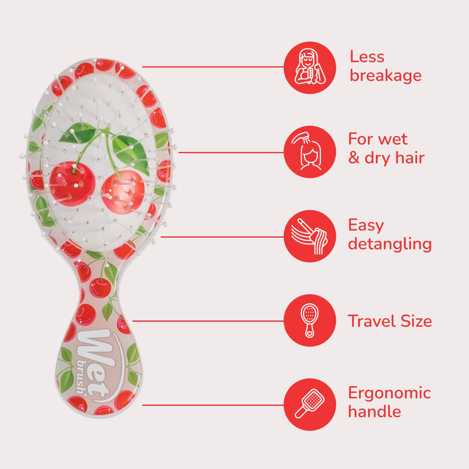 Wet Brush Mini Detangler on dry hair untangles without snagging.