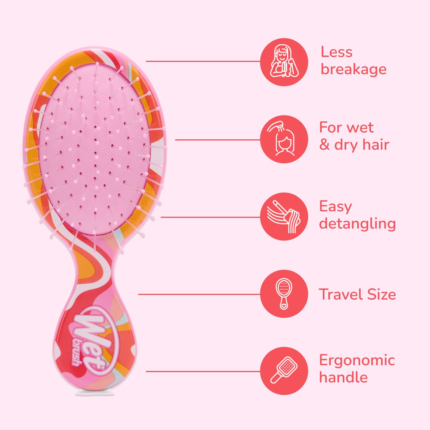Wet Brush Mini Detangler Ice Cream Sun Days in travel case