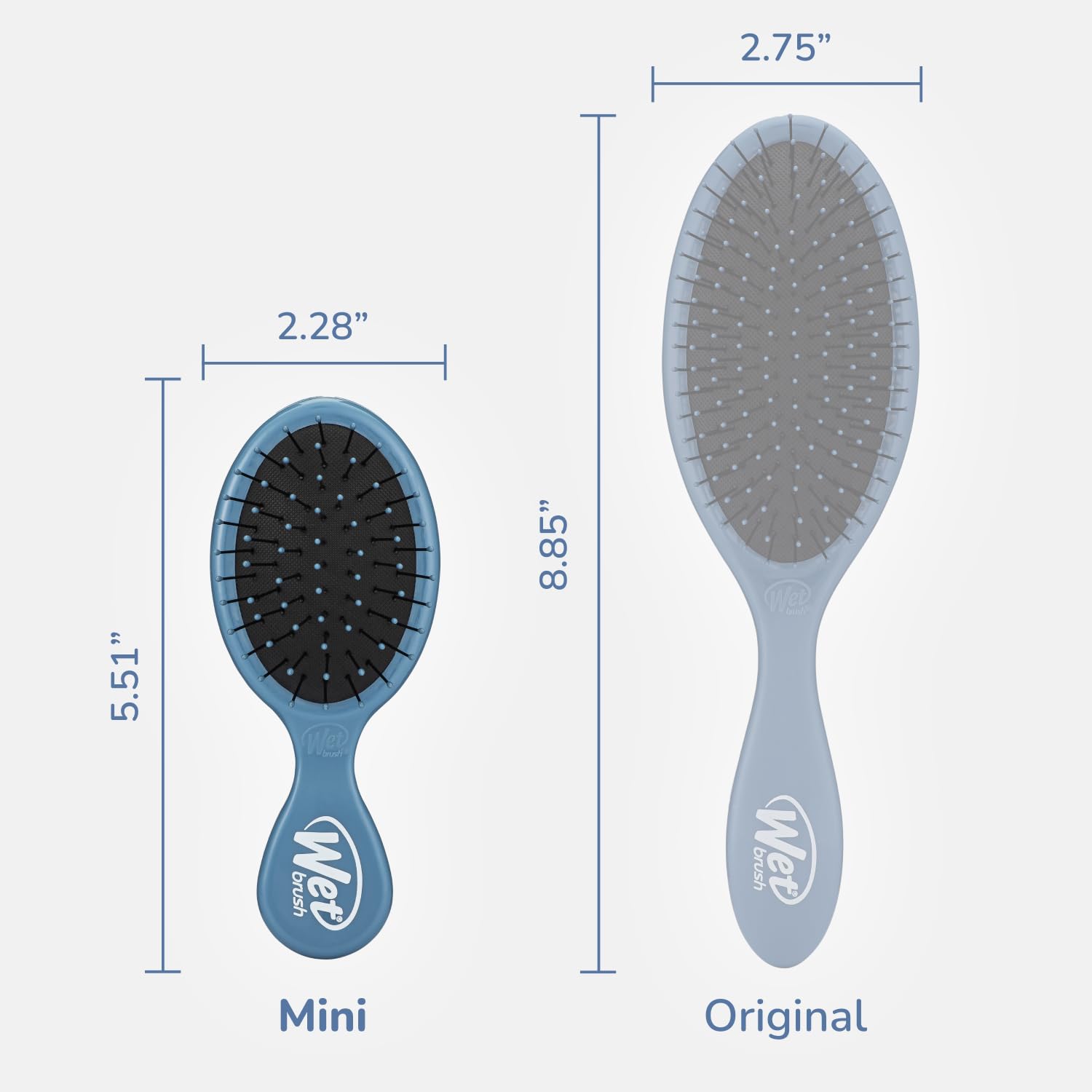 Wet Brush Mini Detangler on wet hair softly untangles.
