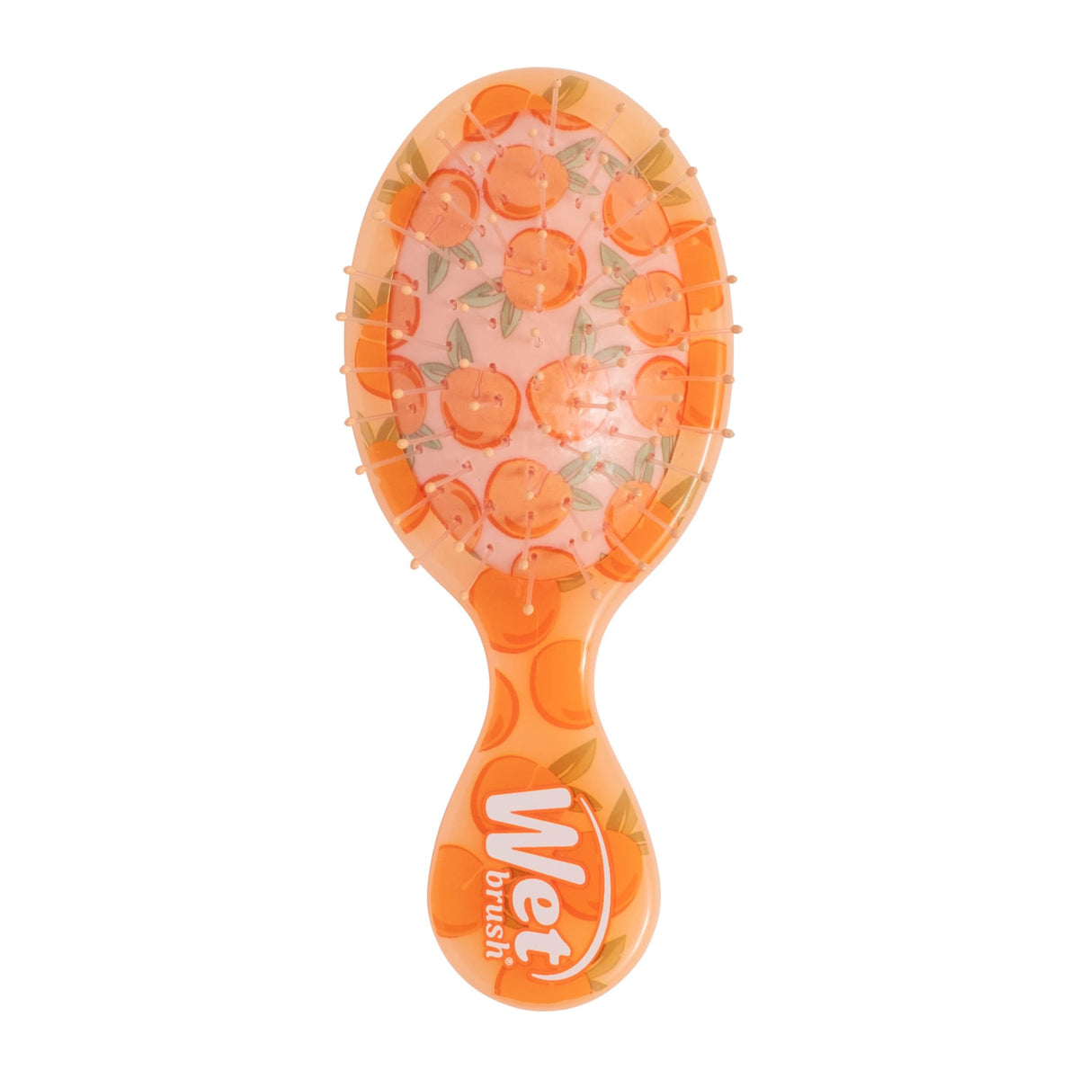 Wet Brush Mini Detangler in peach Tutti Frutti color eases knots with gentle detangling.