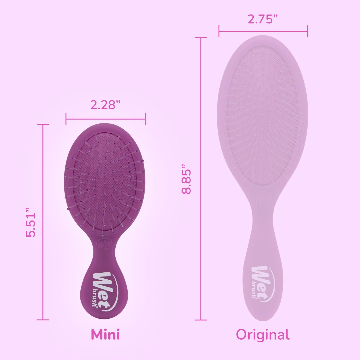 Wet Brush Mini Detangler Purple Frost on dry hair for easy knot release