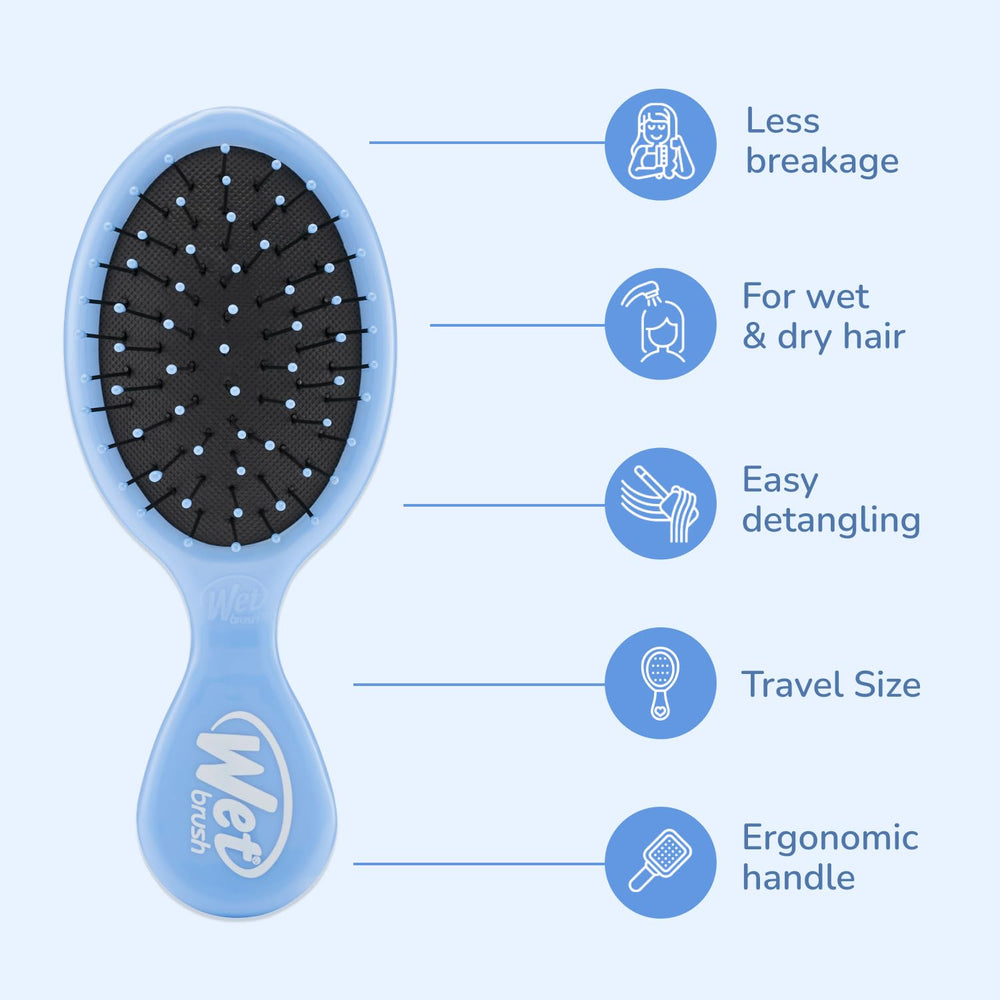 Travel-sized Wet Brush Mini Detangler Sky packaging for on-the-go use