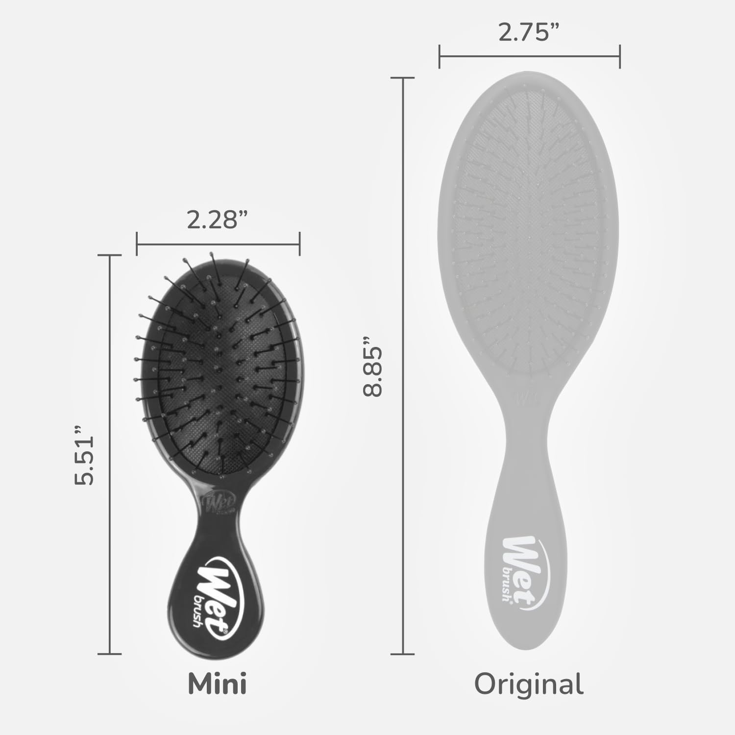 Thick hair benefits from Wet Brush Mini Detangler’s gentle flex bristles