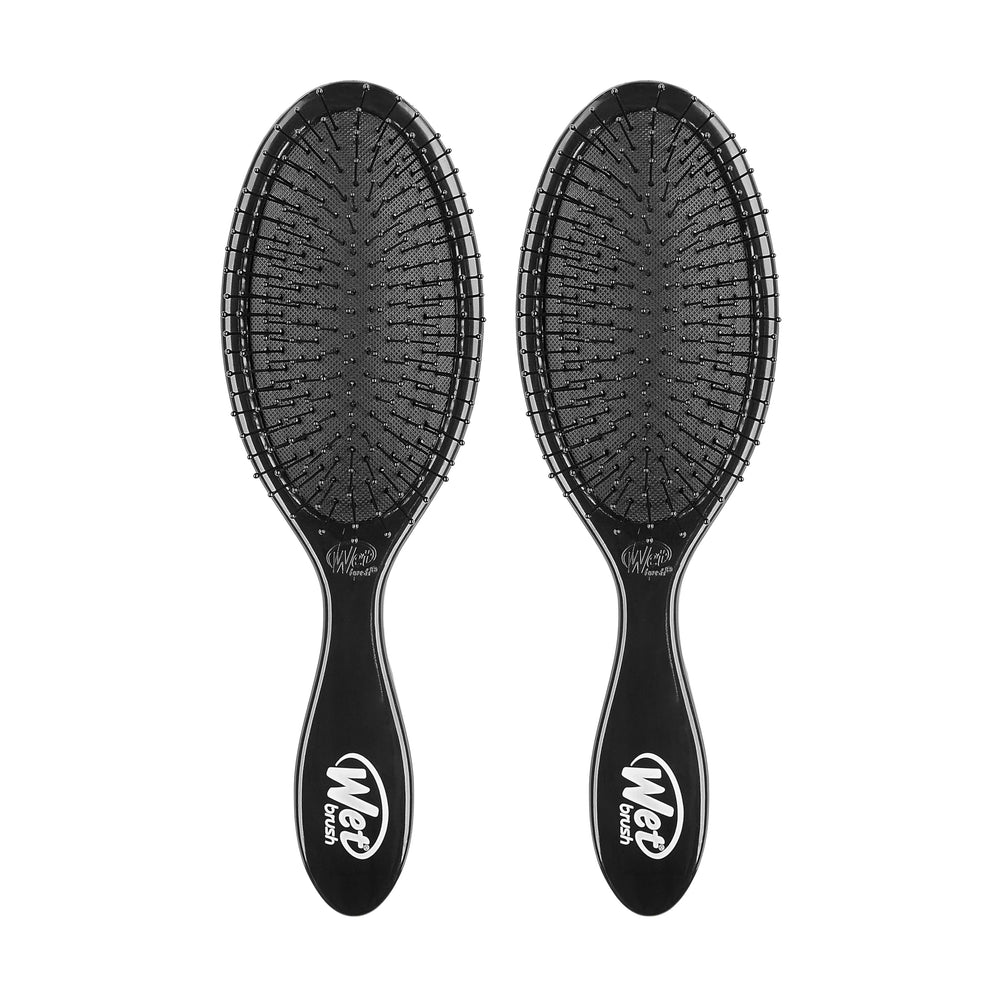 Wet Brush Original Detangler Classic Black two-pack front view for quick detangling.