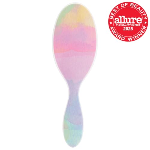 Wet Brush Original Detangler Color Wash Stripes bristles gliding through tangled hair.