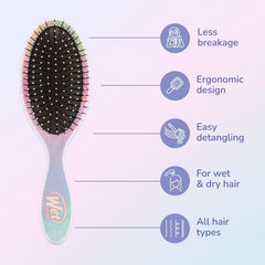 Wet Brush Original Detangler Color Wash Stripes wet-hair demonstration for smooth combing.