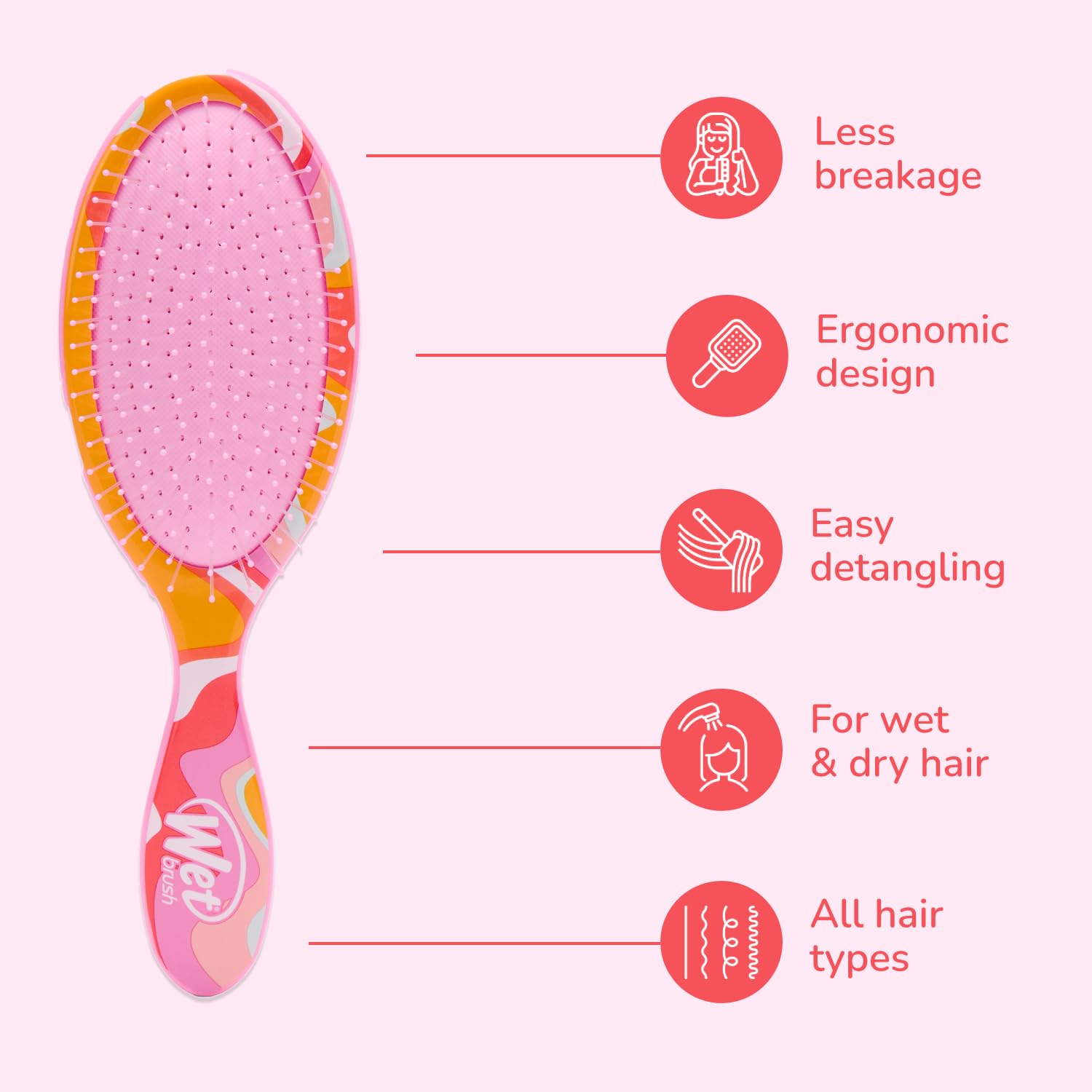 Wet Brush Original Detangler Ice Cream Sun Days on wet hair for painless detangling