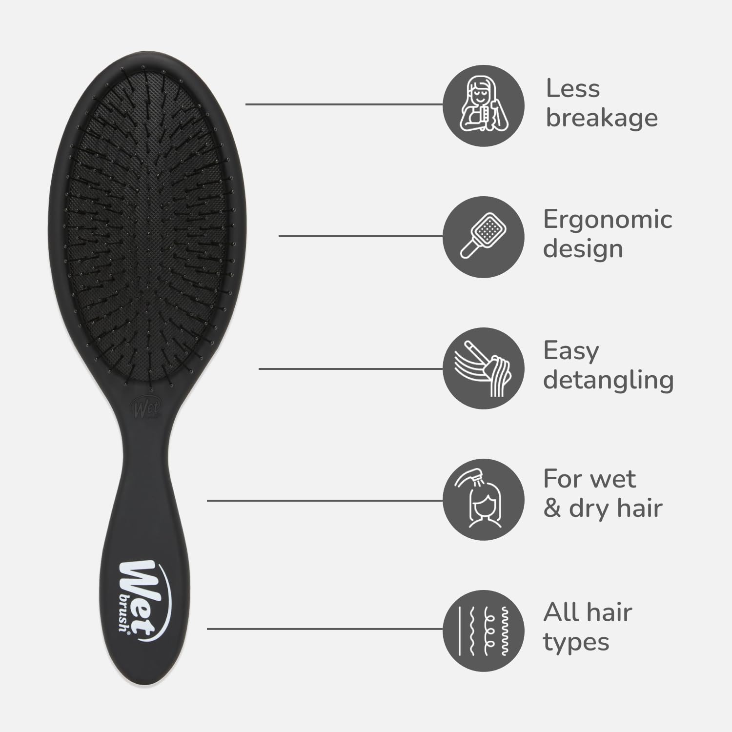 Wet Brush Original Detangler held in hand for easy everyday styling.