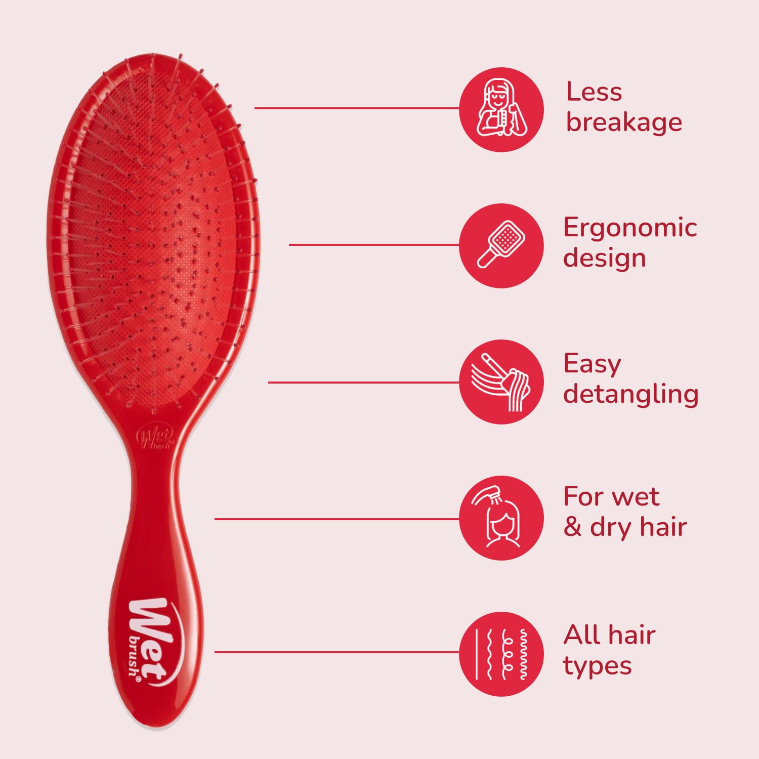 Wet Brush Original Detangler used on damp hair to prevent stretching