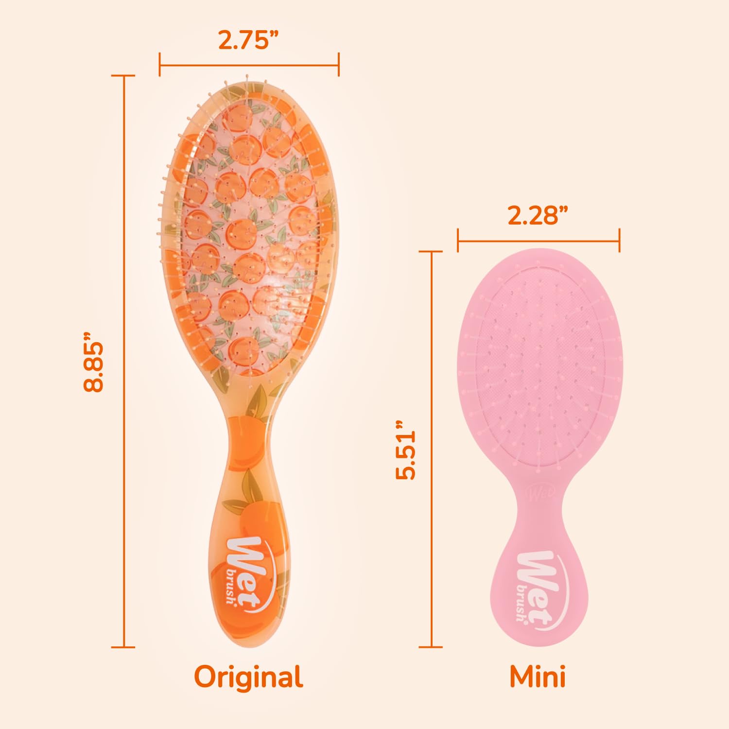 Wet Brush Original Detangler Peach Tutti Frutti travel-friendly for on-the-go grooming.