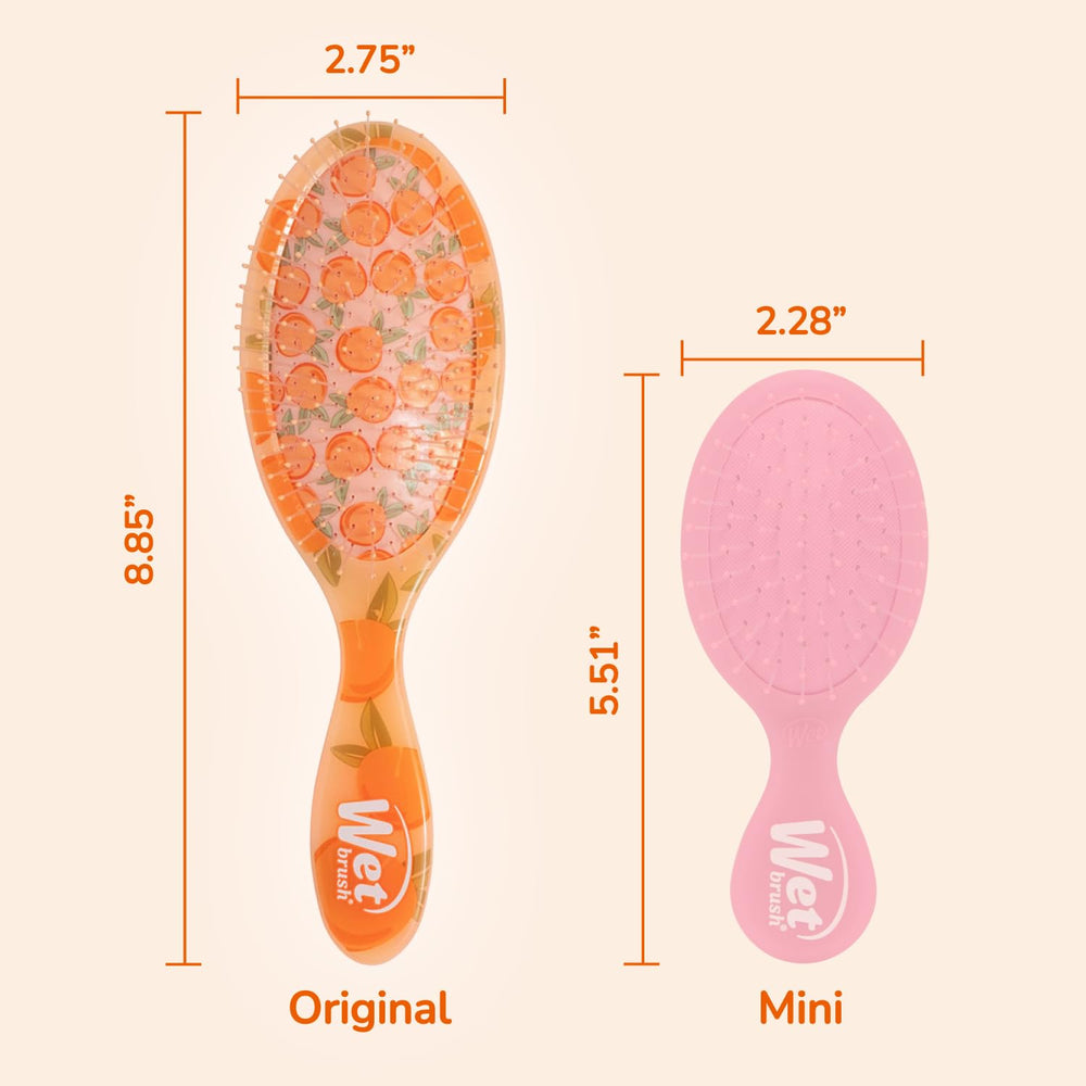 Wet Brush Original Detangler Peach Tutti Frutti travel-friendly for on-the-go grooming.