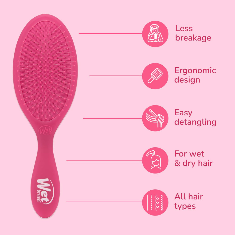 Wet Brush Original Detangler Pink Frost detangles dry hair smoothly