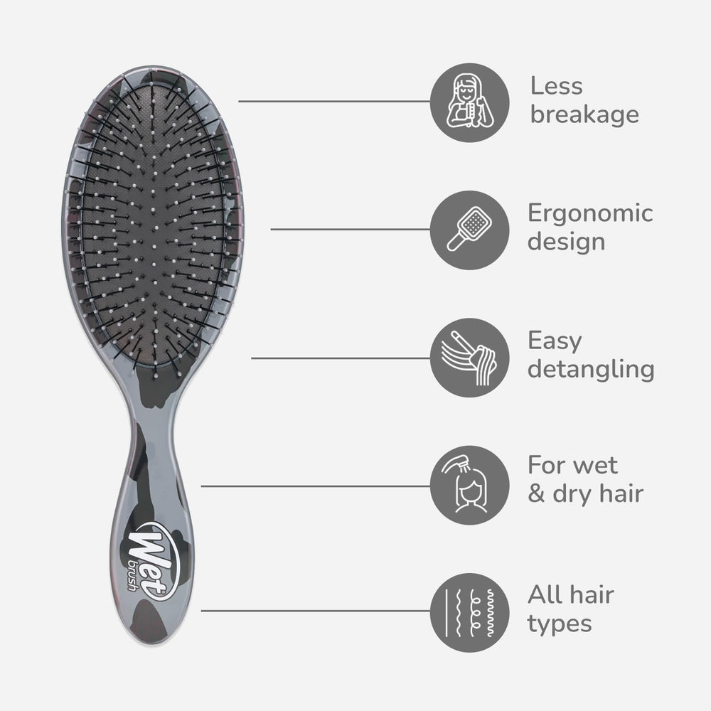 Wet Brush Original Detangler on wet hair gliding through knots