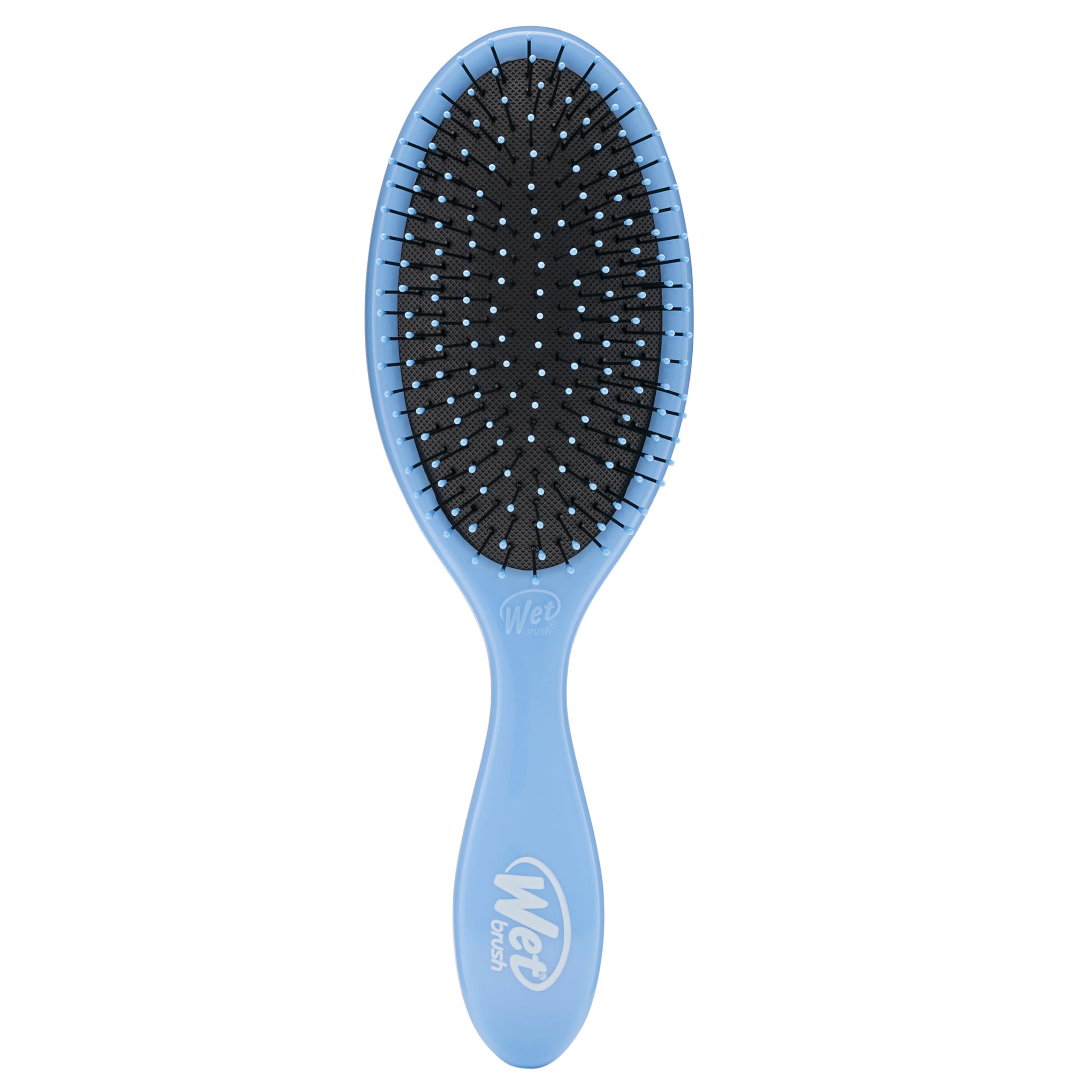 Wet Brush Original Detangler Sky close-up shows flexible bristles for gentle detangling.