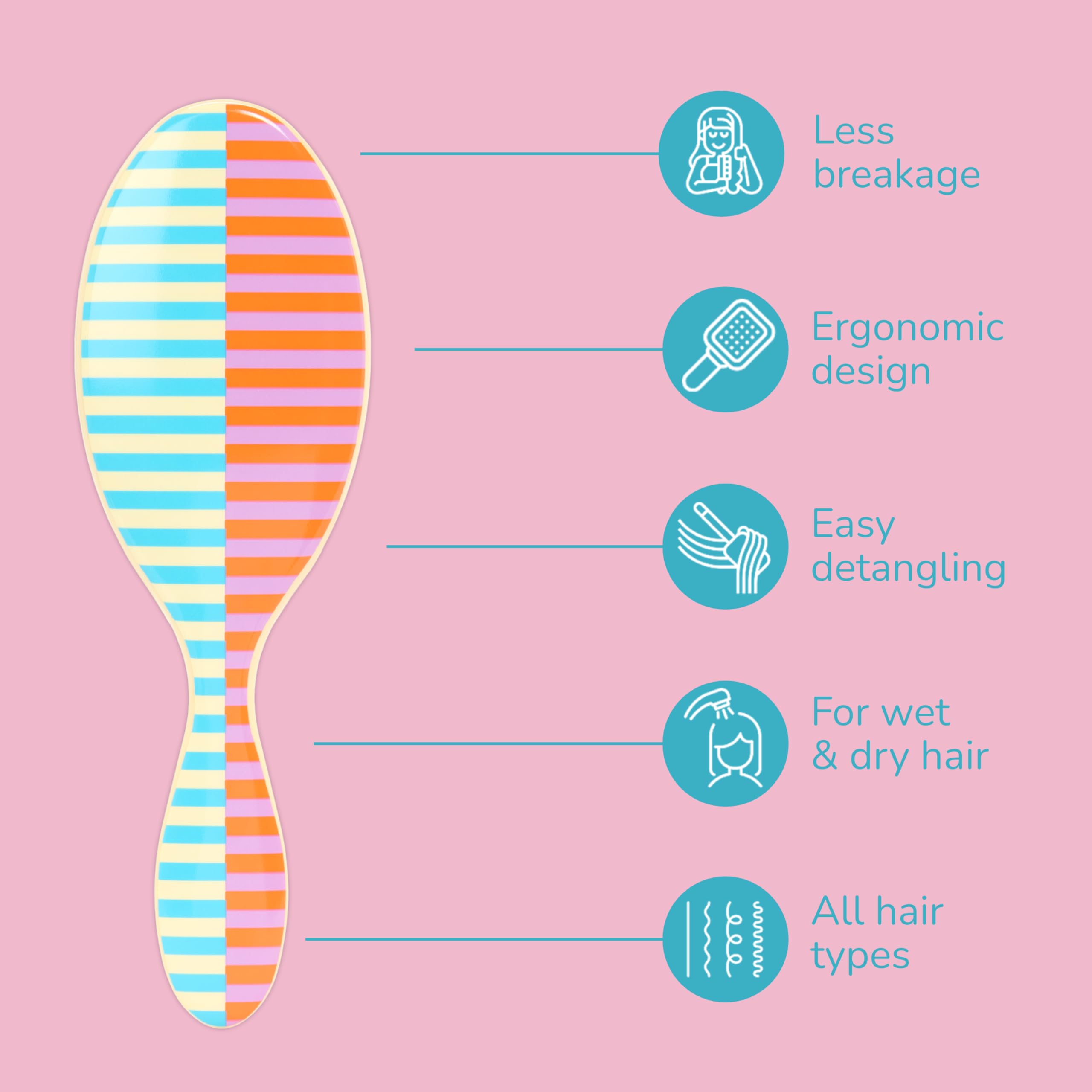 Wet Brush Original Detangler on wet hair demonstrates smooth glide.