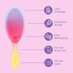 Wet Brush Original Detangler on wet hair demonstrates snag-free detangling