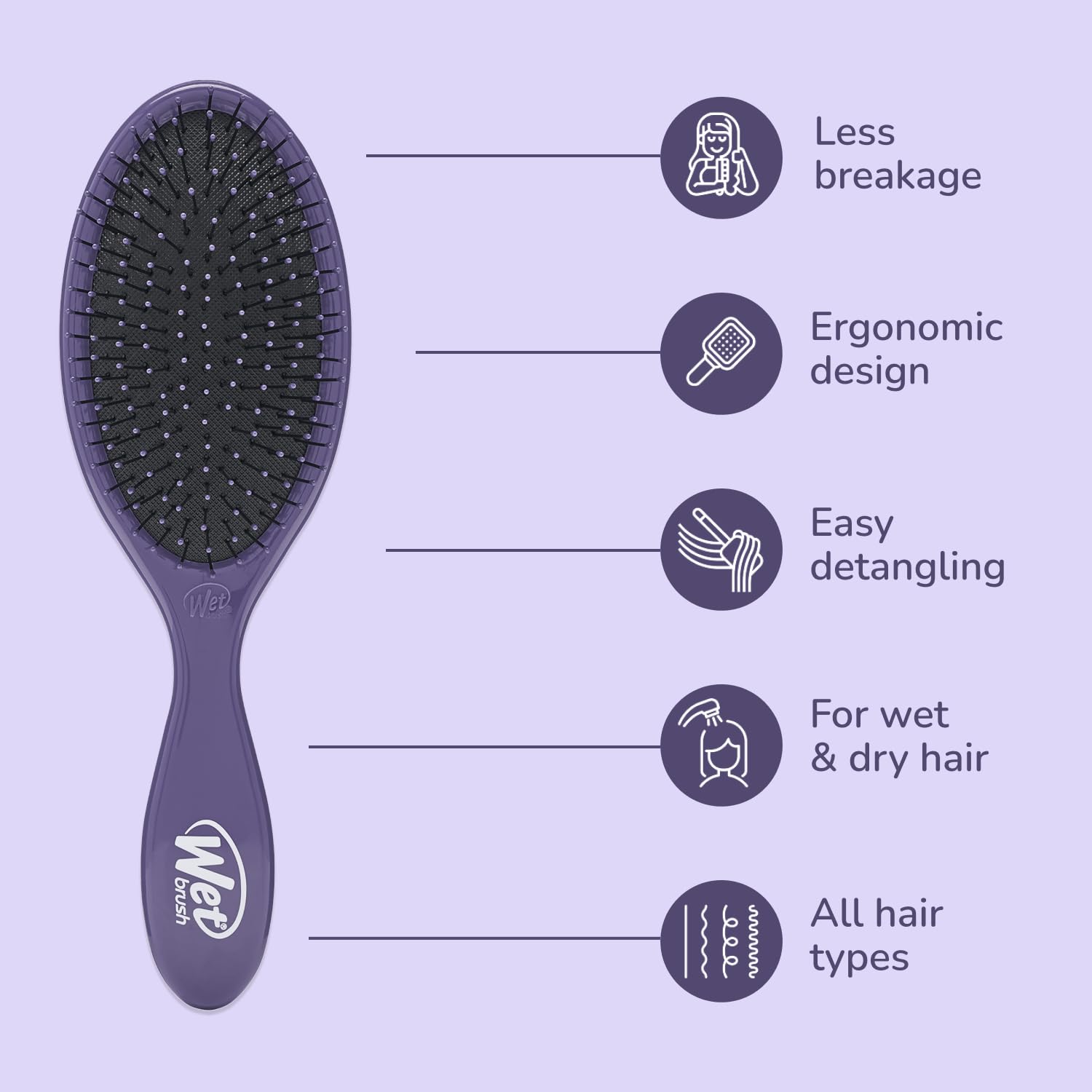 Wet Brush Original Detangler on wet hair demonstrates painless detangling.