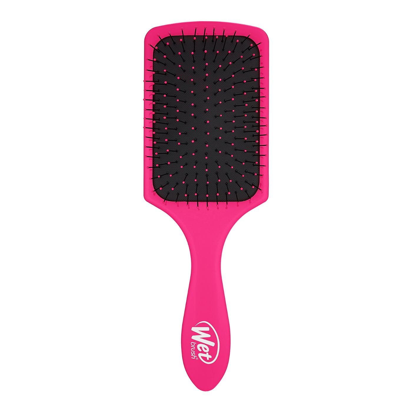 Wet Brush Paddle Detangler in pink glides through wet or dry hair without pulling.