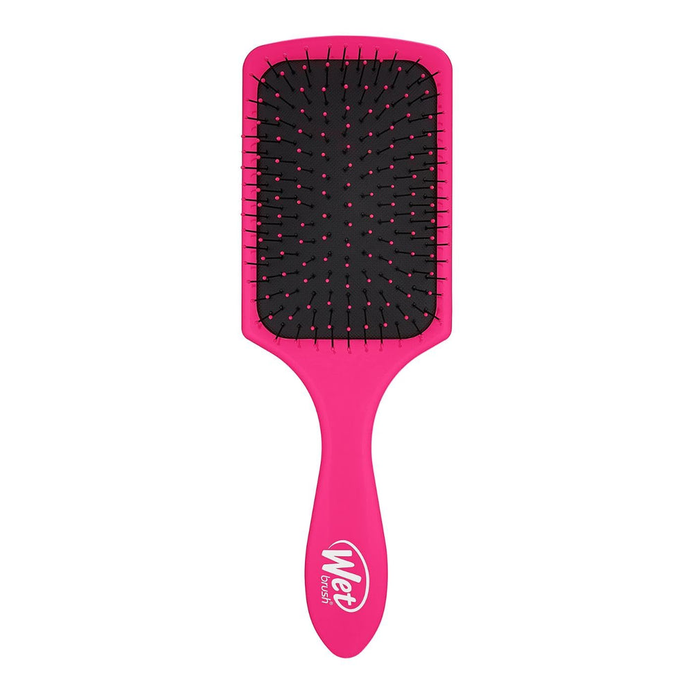 Wet Brush Paddle Detangler in pink glides through wet or dry hair without pulling.
