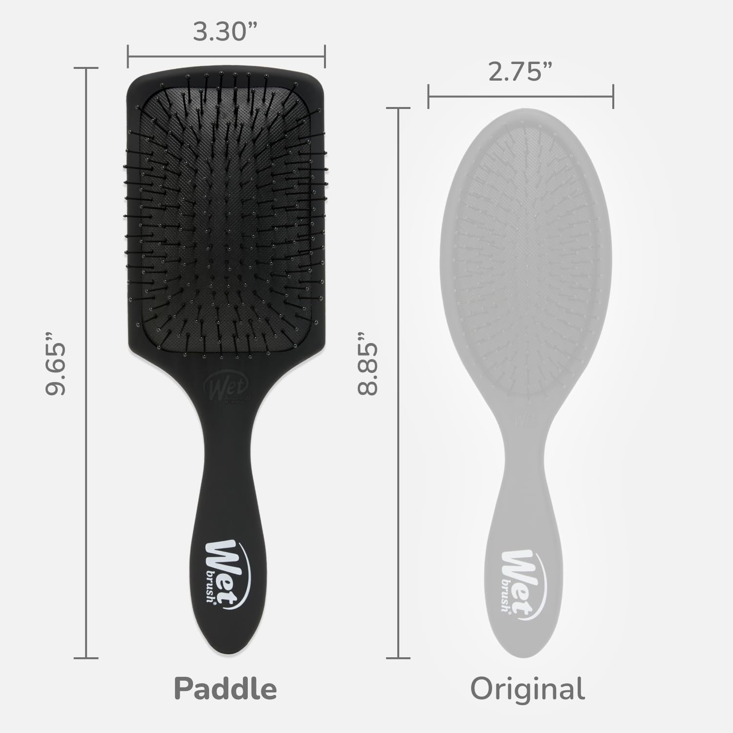 Wet Brush Paddle Detangler on dry hair detangles smoothly