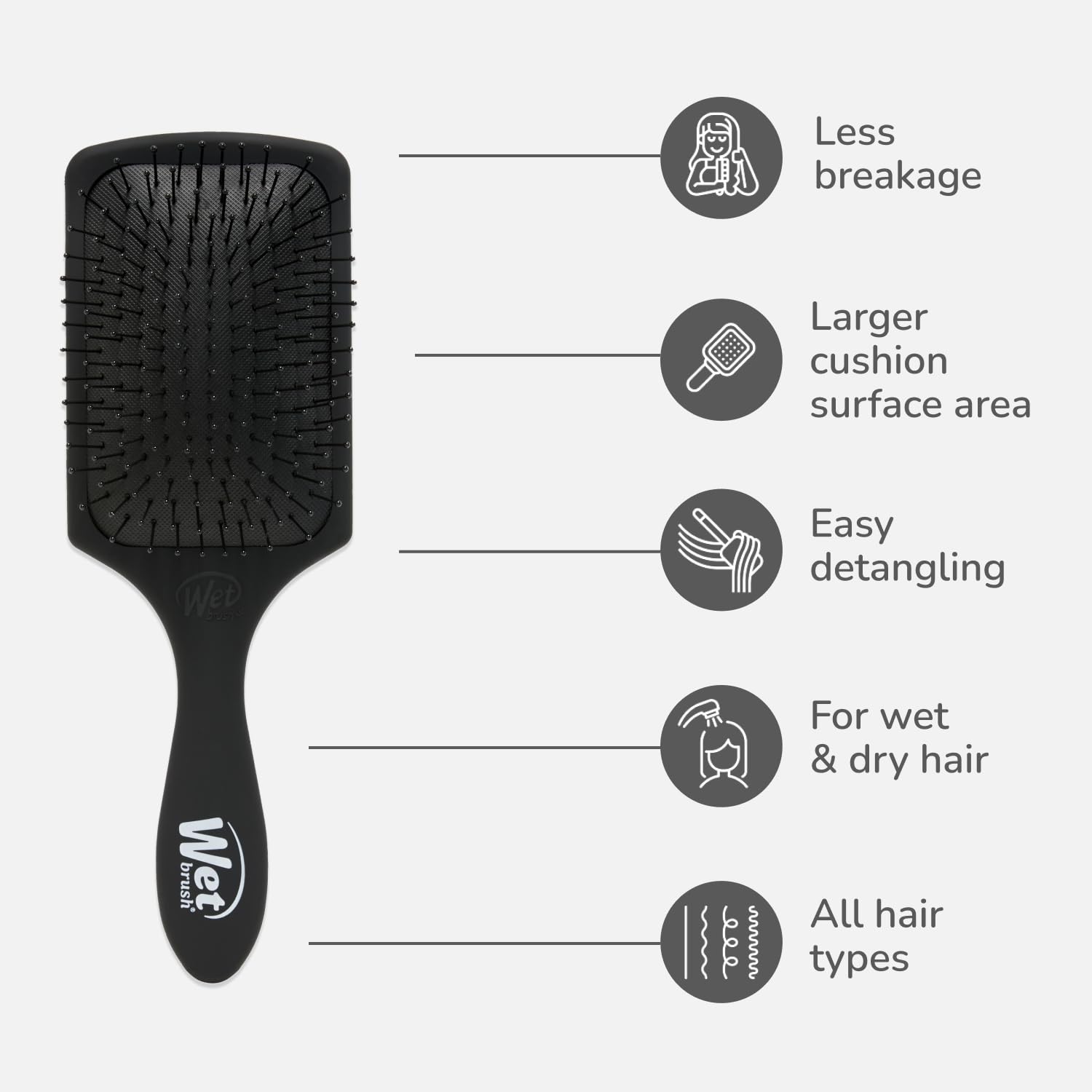 Wet Brush Paddle Detangler on wet hair detangles gently