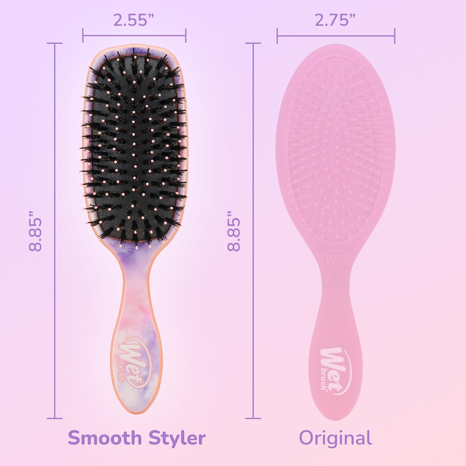 Ergonomic paddle handle of Wet Brush Shine Enhancer closeup