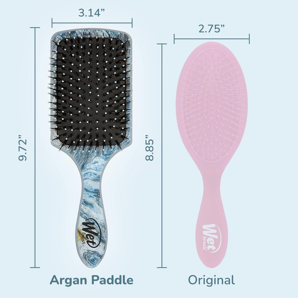 Wet Brush Paddle Shine argan oil cushion adds conditioning during brushing